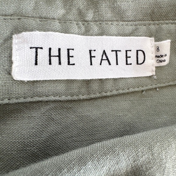 The Fated Green Linen Blend Mini Dress Sz 8 - Picture 7 of 9